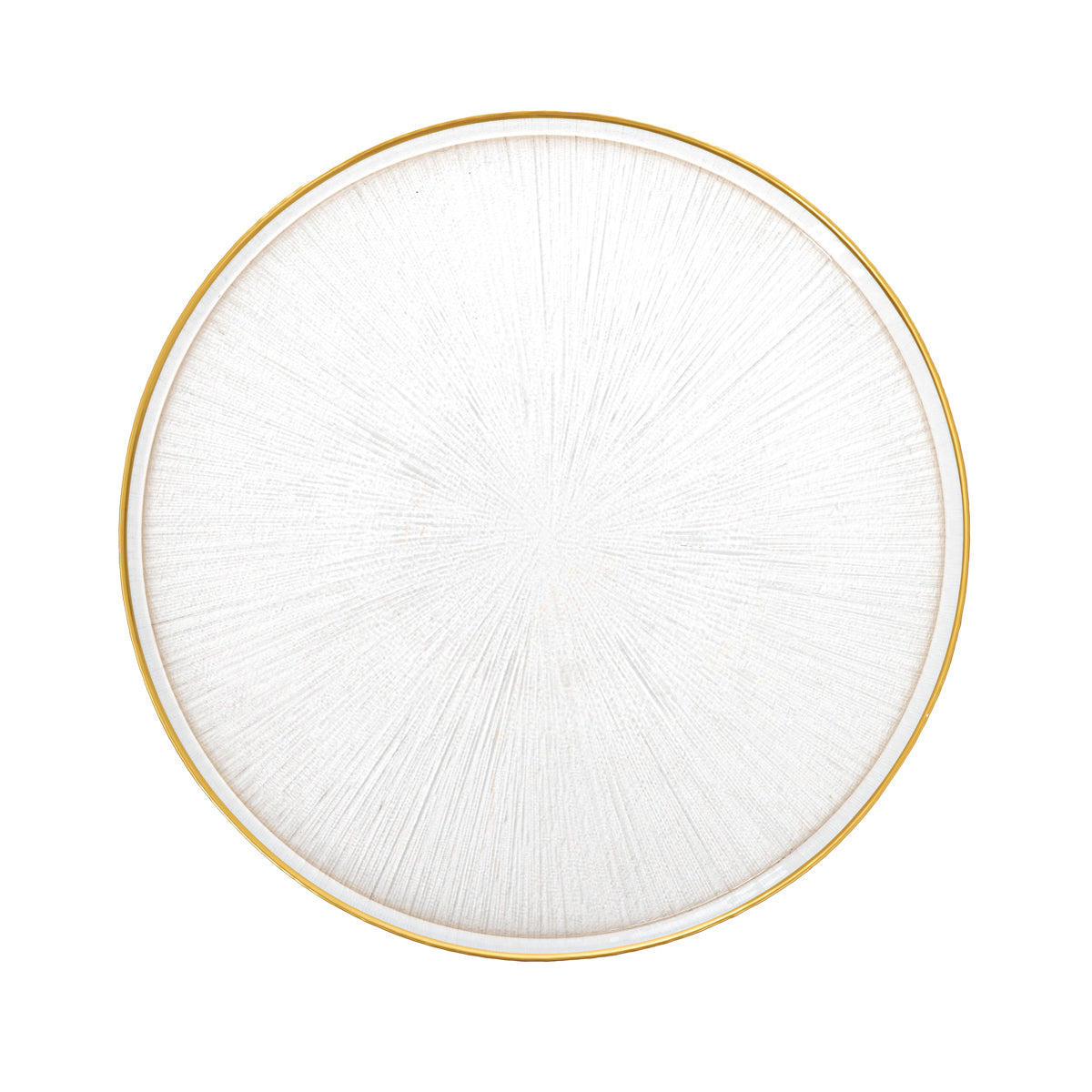 MONZE Transparent Glass Serving Plate with Gold Rim 28 cm