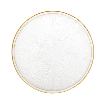 MONZE Transparent Glass Serving Plate with Gold Rim 28 cm