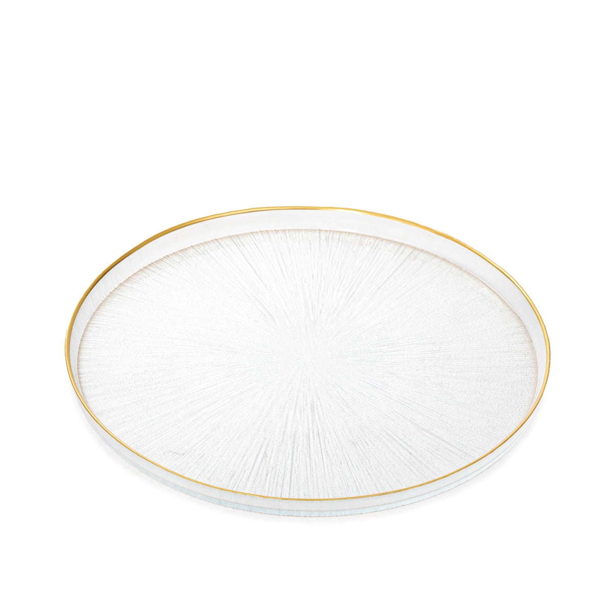 MONZE Transparent Glass Serving Plate with Gold Rim 28 cm