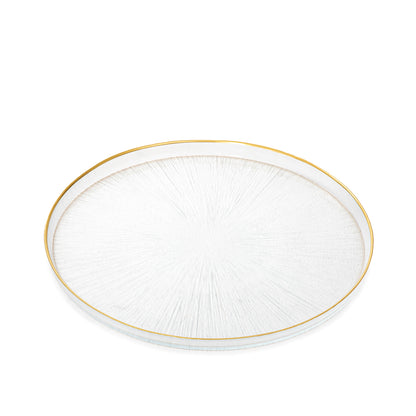 MONZE Transparent Glass Serving Plate with Gold Rim 28 cm