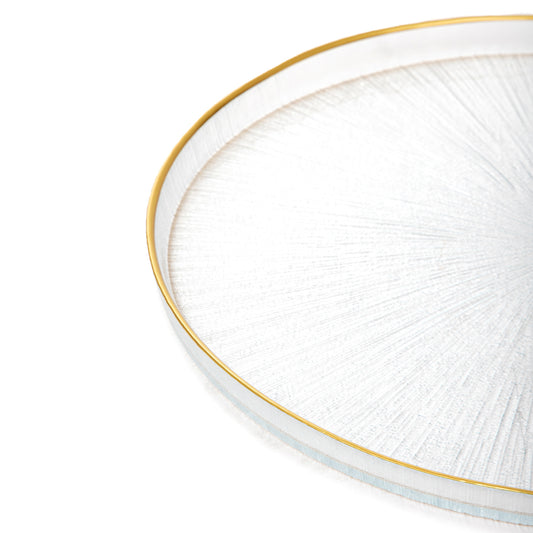 MONZE Transparent Glass Serving Plate with Gold Rim 28 cm