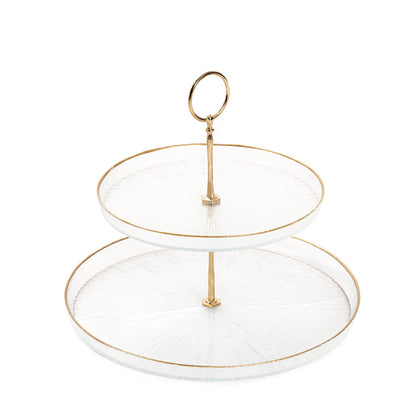 MONZE Two-Tiered Transparent Glass Platter 35x30x6 cm