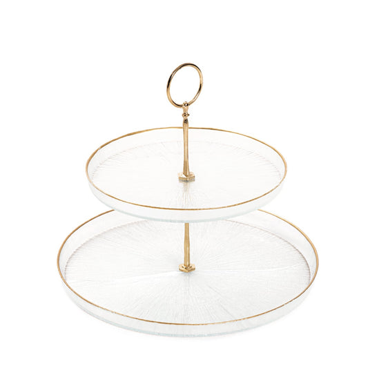 MONZE Two-Tiered Transparent Glass Platter 35x30x6 cm