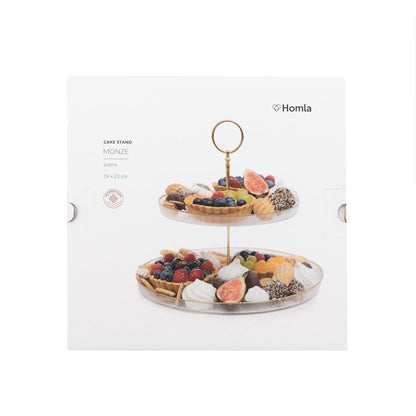 MONZE Two-Tiered Transparent Glass Platter 35x30x6 cm