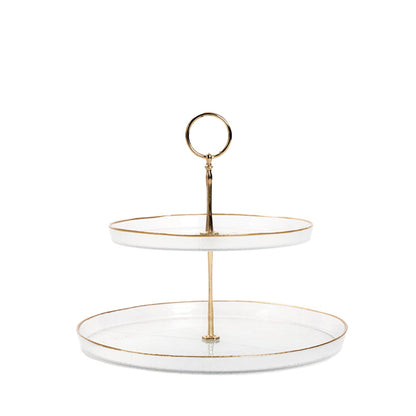 MONZE Two-Tiered Transparent Glass Platter 35x30x6 cm