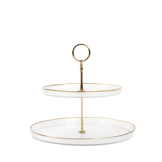 MONZE Two-Tiered Transparent Glass Platter 35x30x6 cm