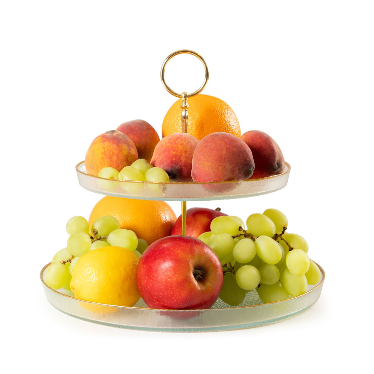 MONZE Two-Tiered Transparent Glass Platter 35x30x6 cm