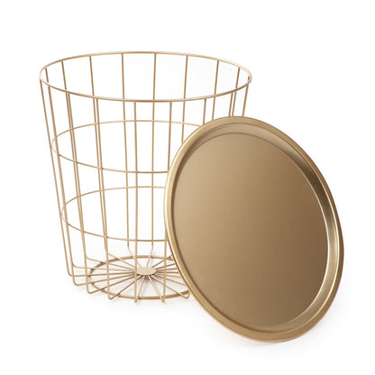 SCANDI Gold Metal Coffee Table with Storage 41x41x41 cm