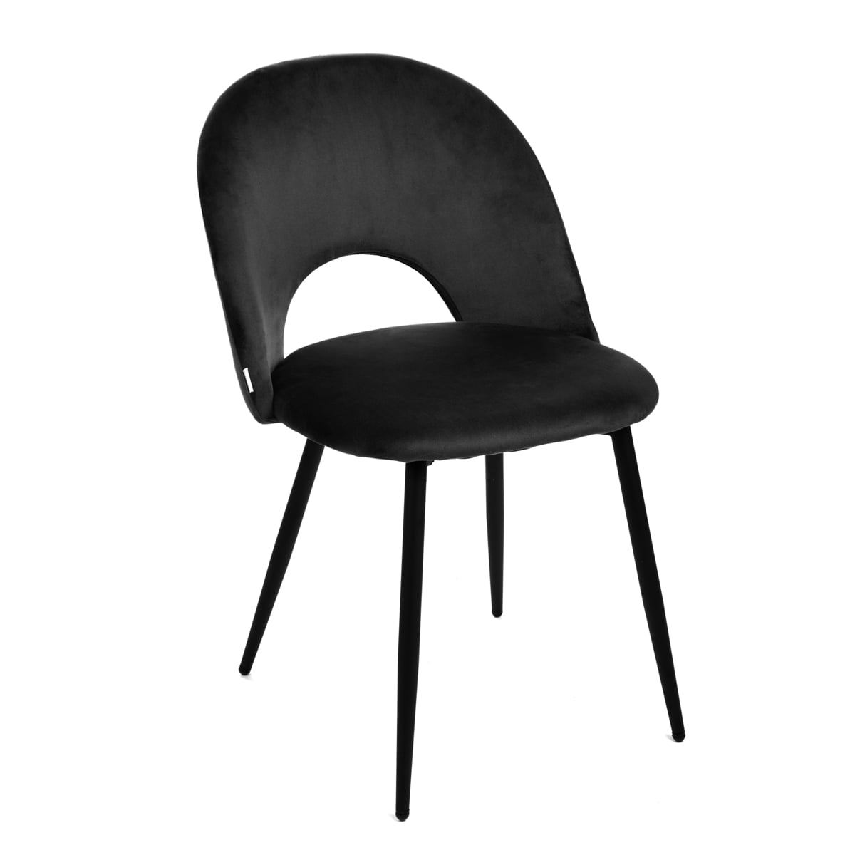 TERCIO Velour Black Chair 47x55x77cm Comfortable Modern Seating