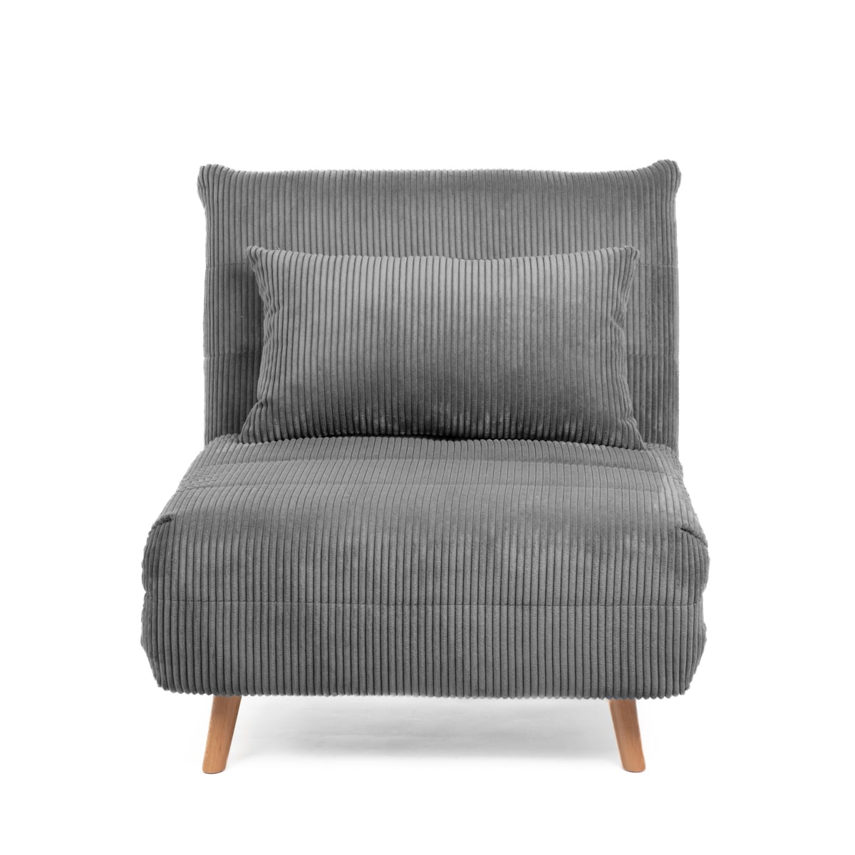 SOLACE 1-Seater Sofa Bed with Grey Corduroy Upholstery