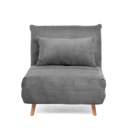 SOLACE 1-Seater Sofa Bed with Grey Corduroy Upholstery