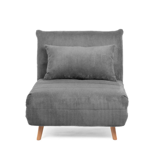 SOLACE 1-Seater Sofa Bed with Grey Corduroy Upholstery