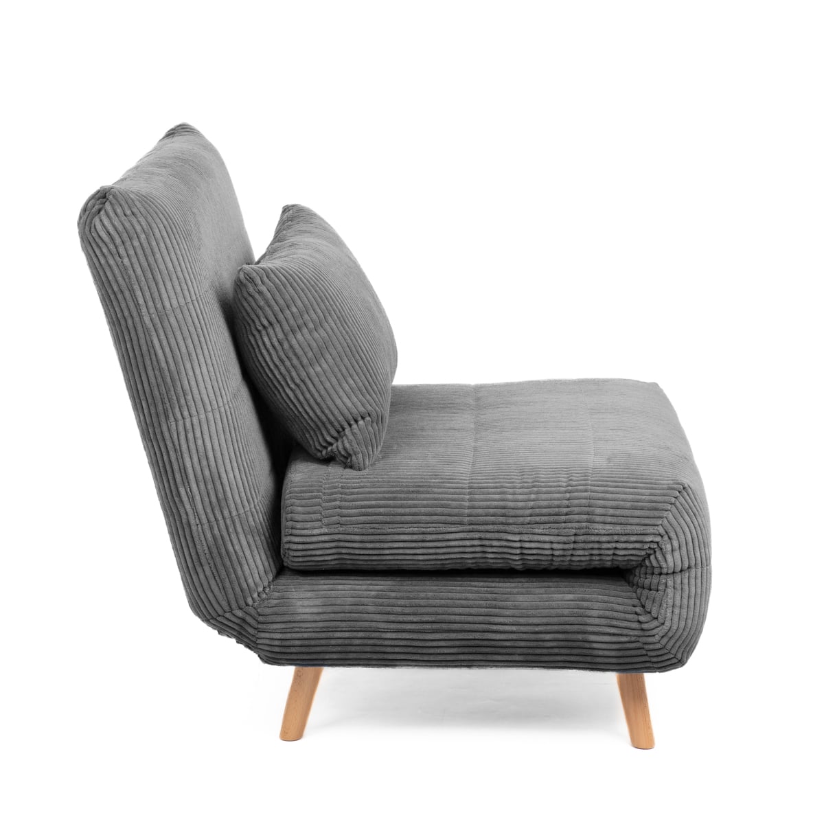 SOLACE 1-Seater Sofa Bed with Grey Corduroy Upholstery
