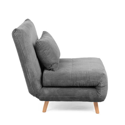 SOLACE 1-Seater Sofa Bed with Grey Corduroy Upholstery