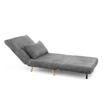 SOLACE 1-Seater Sofa Bed with Grey Corduroy Upholstery