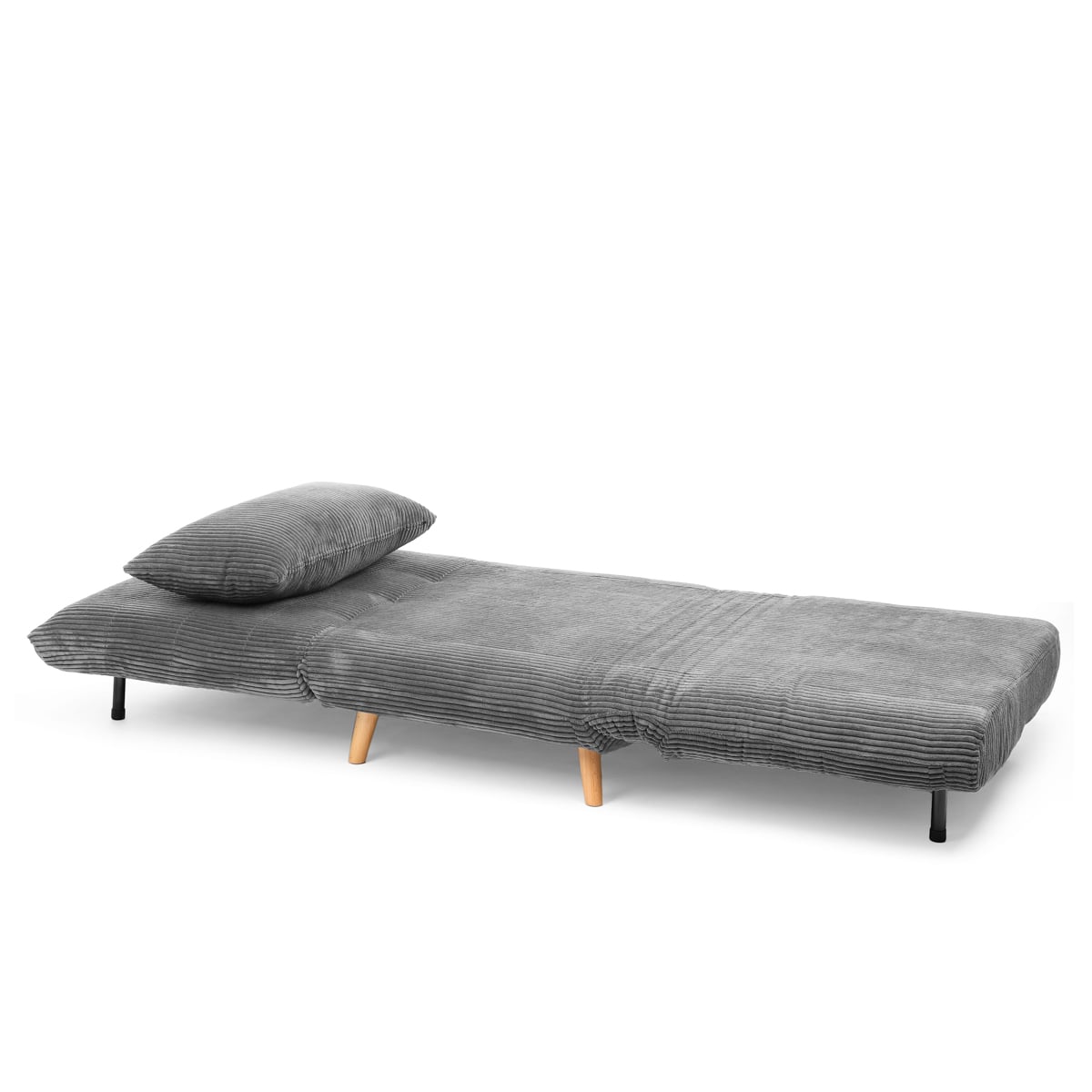 SOLACE 1-Seater Sofa Bed with Grey Corduroy Upholstery