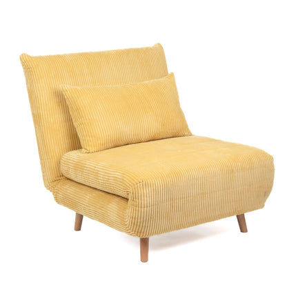 SOLACE 1-Seater Sofa with Sleeping Function Mustard Corduroy