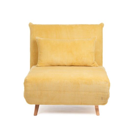 SOLACE 1-Seater Sofa with Sleeping Function Mustard Corduroy