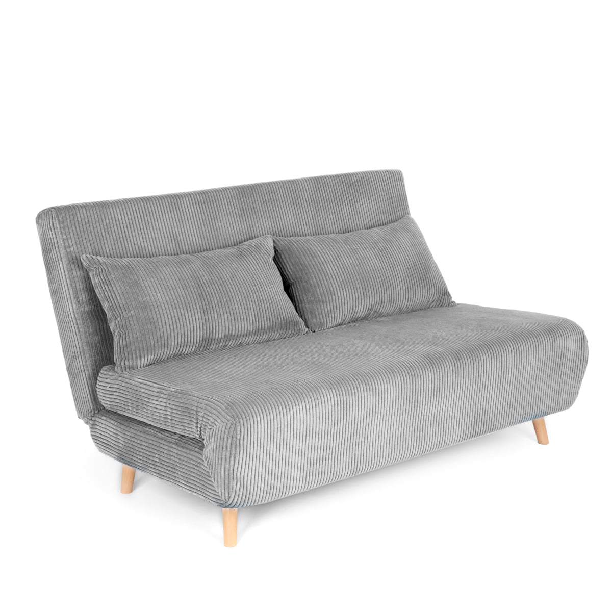 SOLACE 2-Seater Sofa with Sleeping Function Grey Corduroy