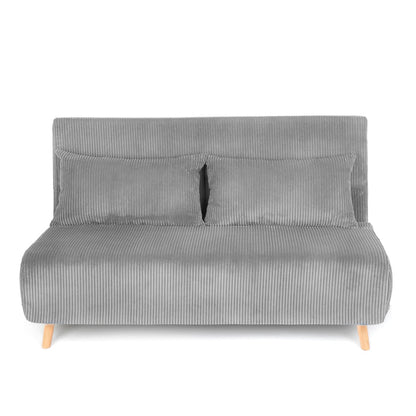 SOLACE 2-Seater Sofa with Sleeping Function Grey Corduroy