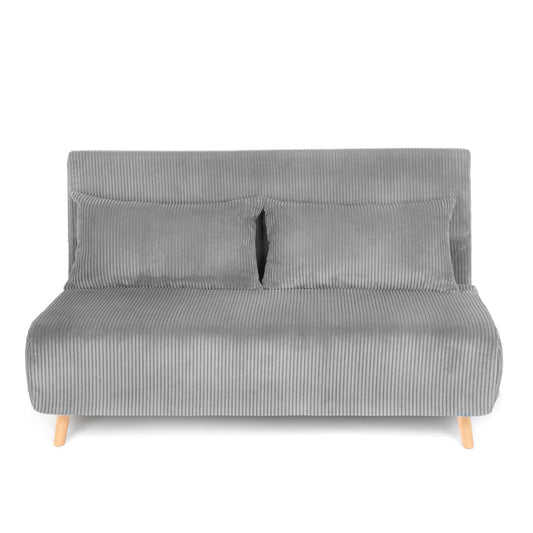 SOLACE 2-Seater Sofa with Sleeping Function Grey Corduroy