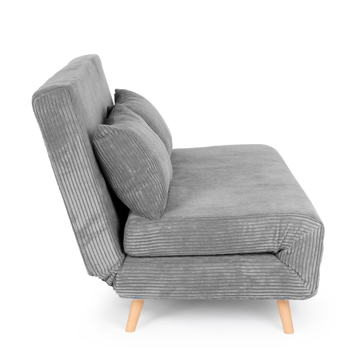 SOLACE 2-Seater Sofa with Sleeping Function Grey Corduroy