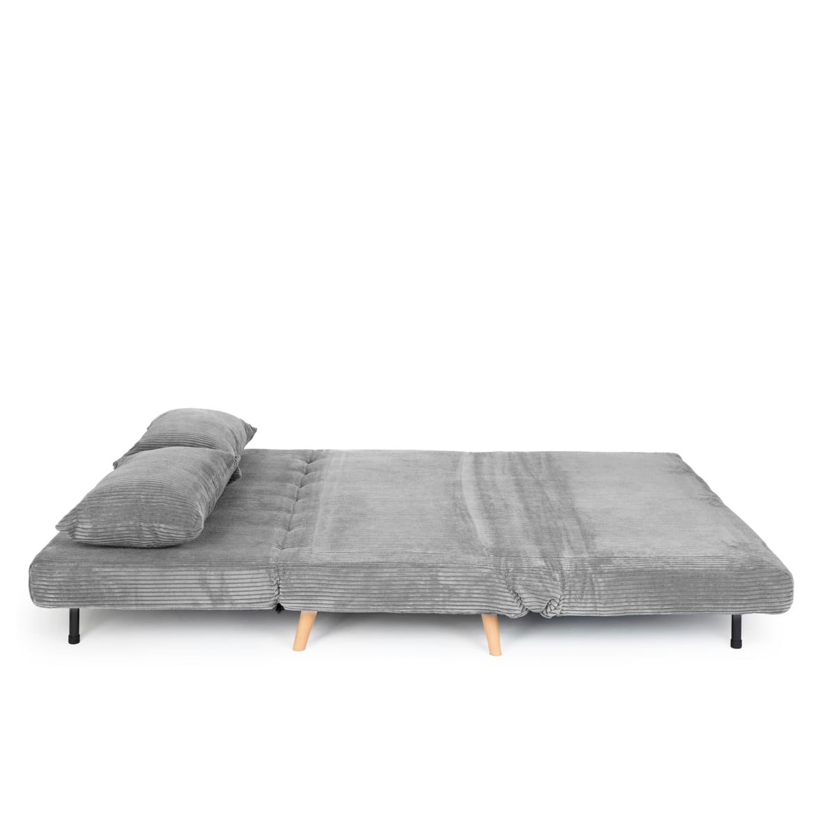 SOLACE 2-Seater Sofa with Sleeping Function Grey Corduroy