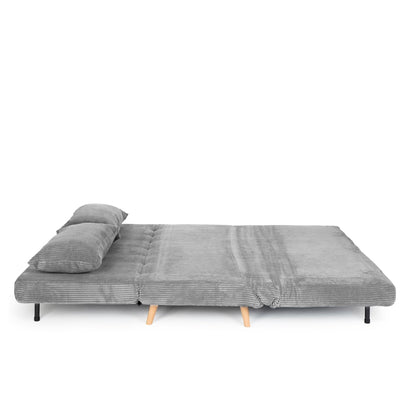 SOLACE 2-Seater Sofa with Sleeping Function Grey Corduroy
