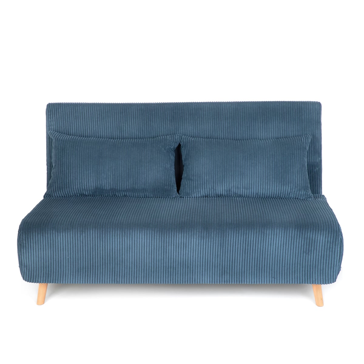 SOLACE 2-Seater Sofa with Sleeping Function Corduroy Blue 140x91x84 cm