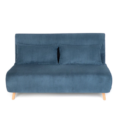 SOLACE 2-Seater Sofa with Sleeping Function Corduroy Blue 140x91x84 cm