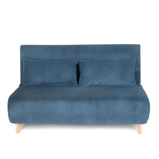 SOLACE 2-Seater Sofa with Sleeping Function Corduroy Blue 140x91x84 cm