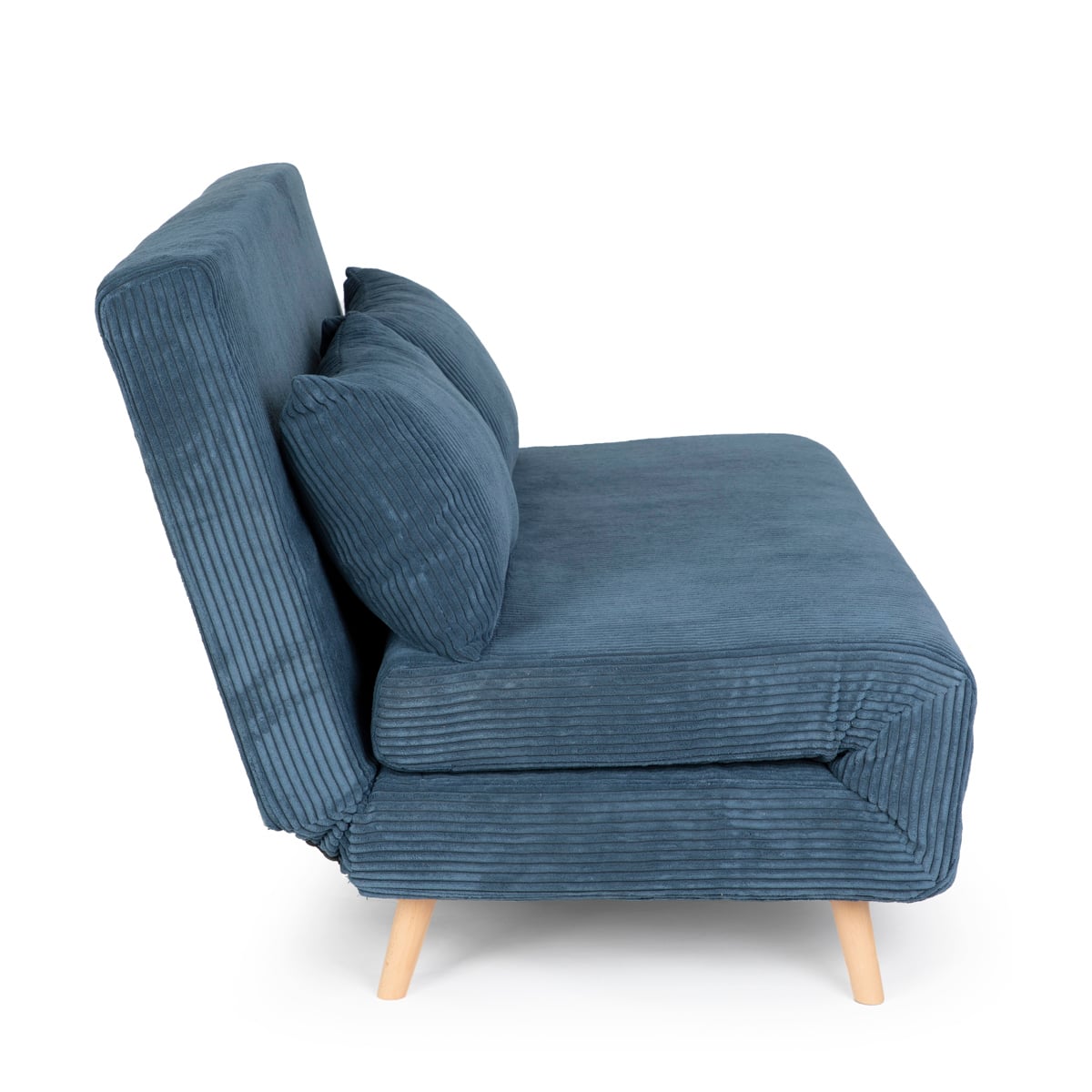 SOLACE 2-Seater Sofa with Sleeping Function Corduroy Blue 140x91x84 cm