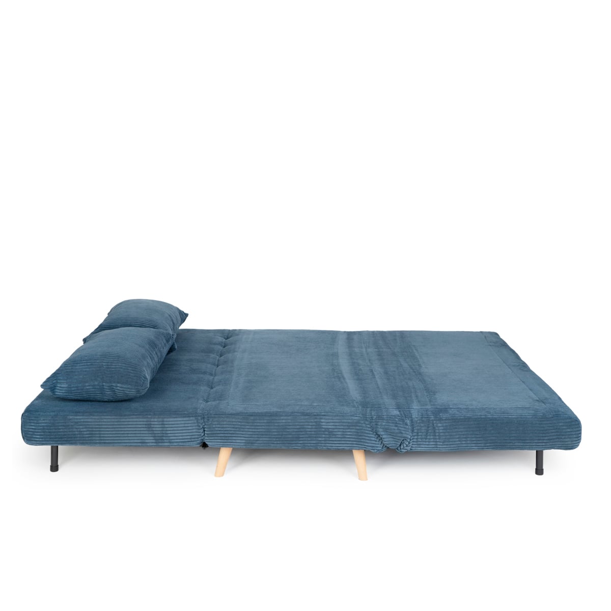 SOLACE 2-Seater Sofa with Sleeping Function Corduroy Blue 140x91x84 cm
