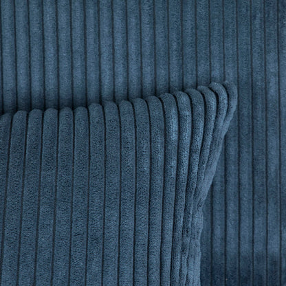 SOLACE 2-Seater Sofa with Sleeping Function Corduroy Blue 140x91x84 cm