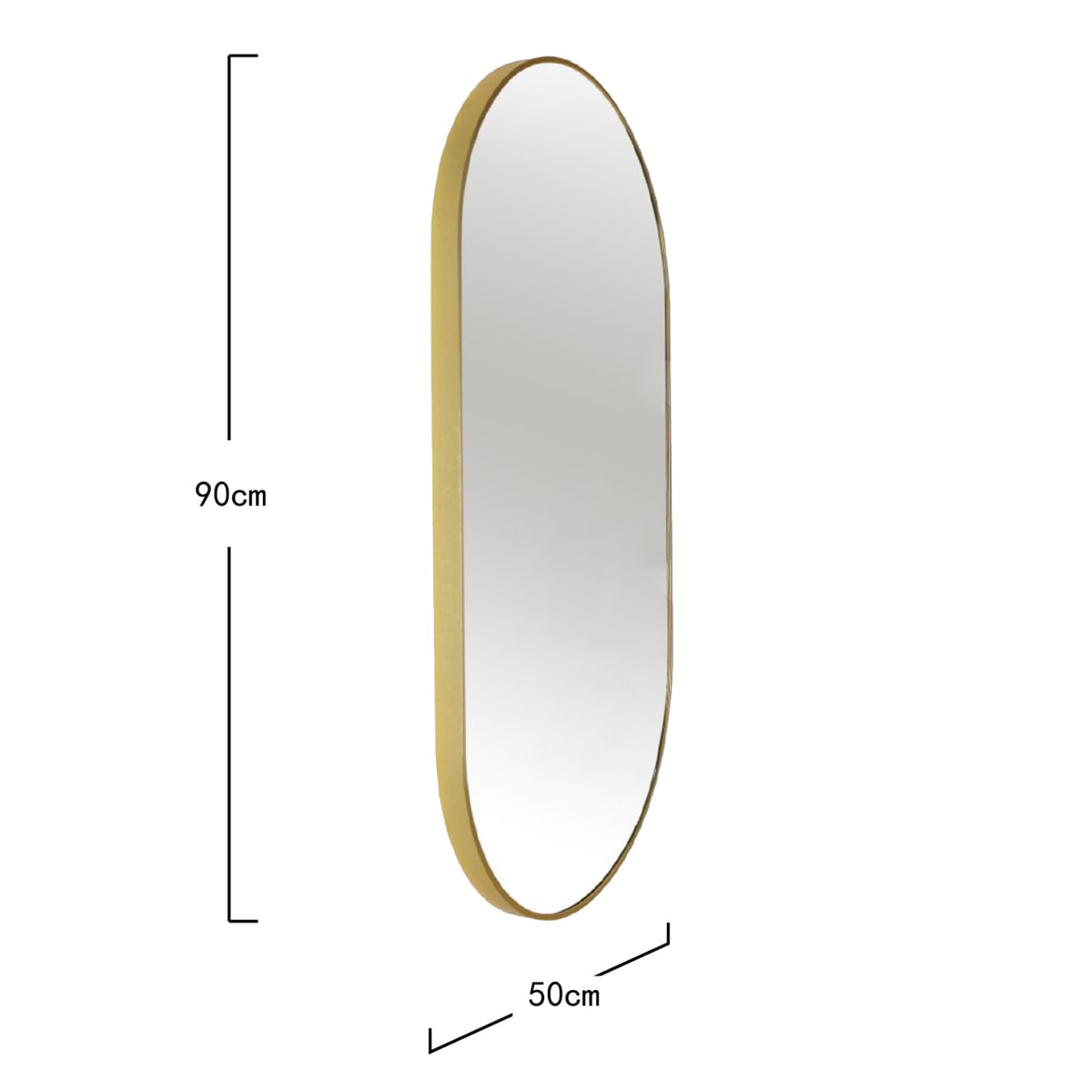 ELORA Hanging Oval Gold Mirror 50x90 cm