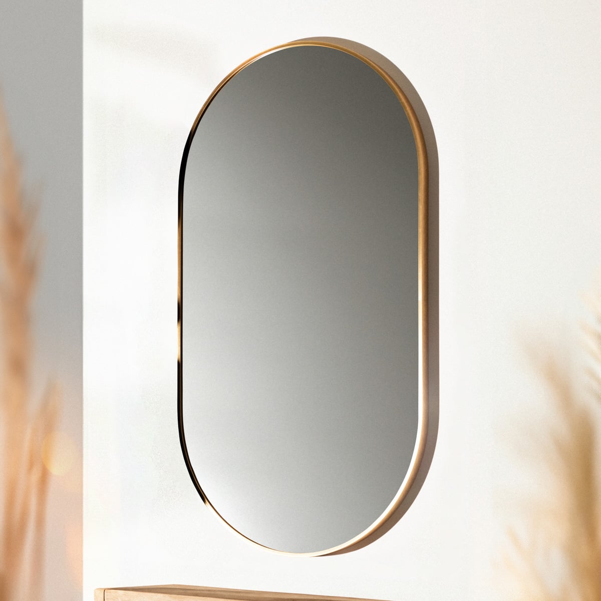 ELORA Hanging Oval Gold Mirror 50x90 cm