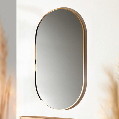 ELORA Hanging Oval Gold Mirror 50x90 cm