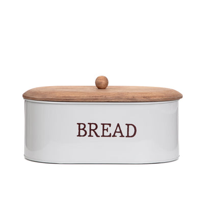 Conti Grey Breadbox with Wooden Lid 40x25x24 cm
