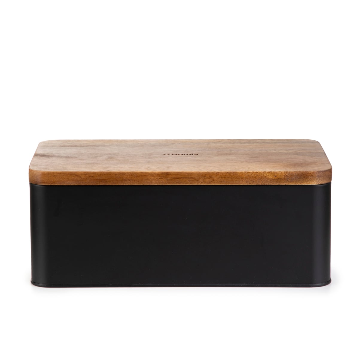 LOMAS Breadbox Black with Acacia Lid 33x18x13.5 cm