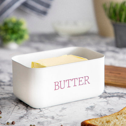 AVILA Butter Bowl White with Acacia Lid 15x10x7 cm