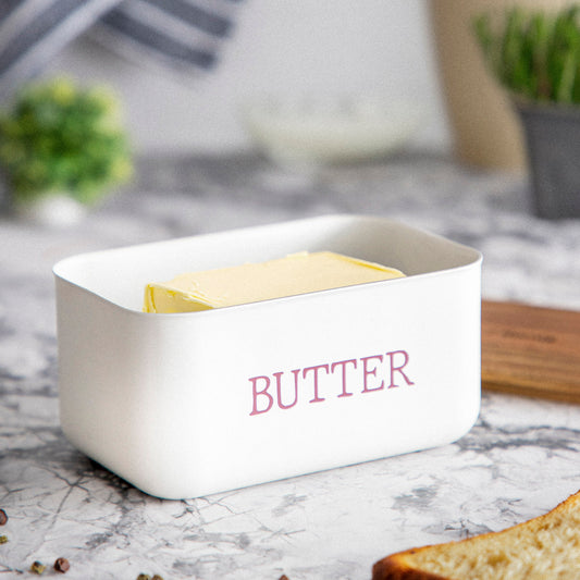 AVILA Butter Bowl White with Acacia Lid 15x10x7 cm