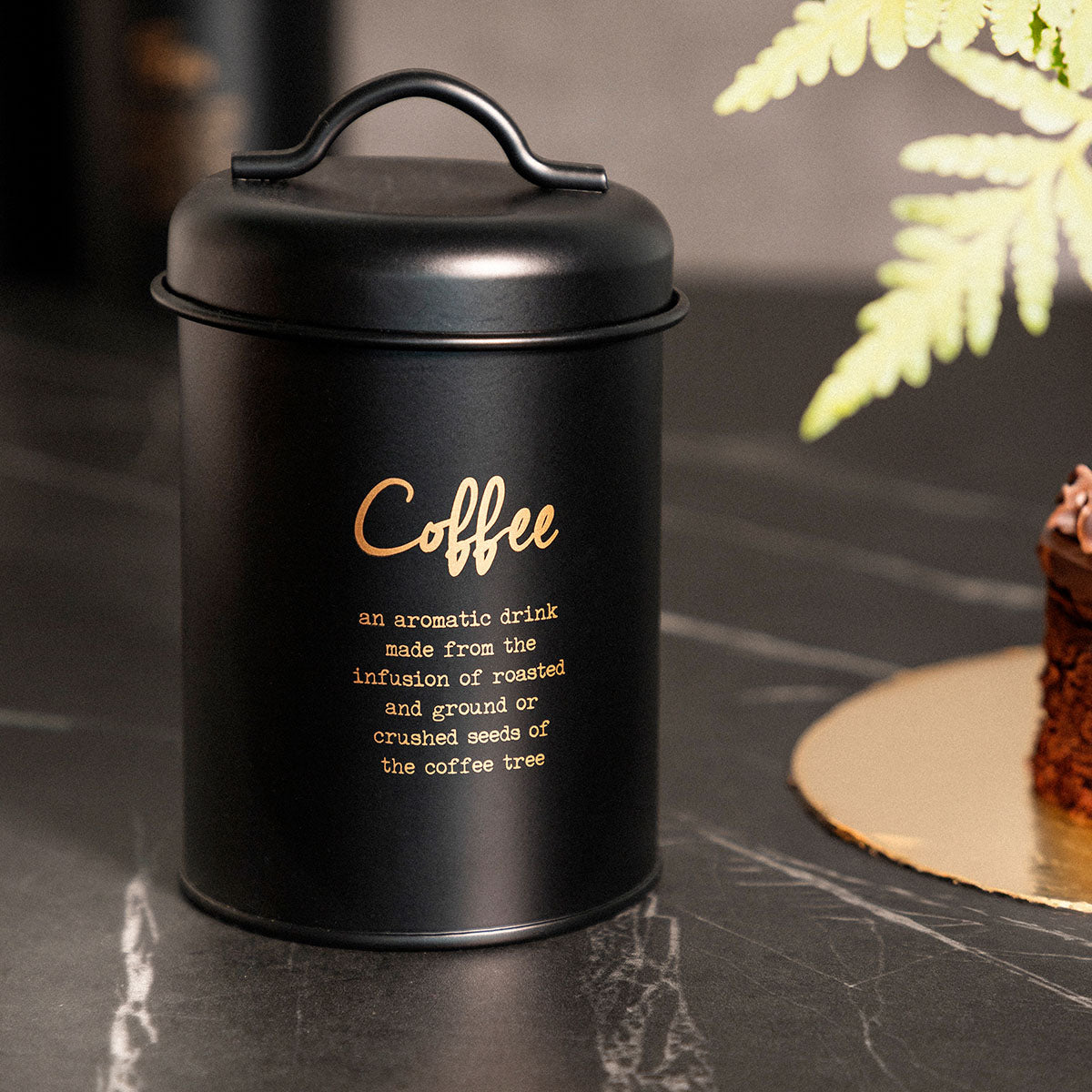 ESCILLE Coffee Container Black 14x10 cm Metal Storage