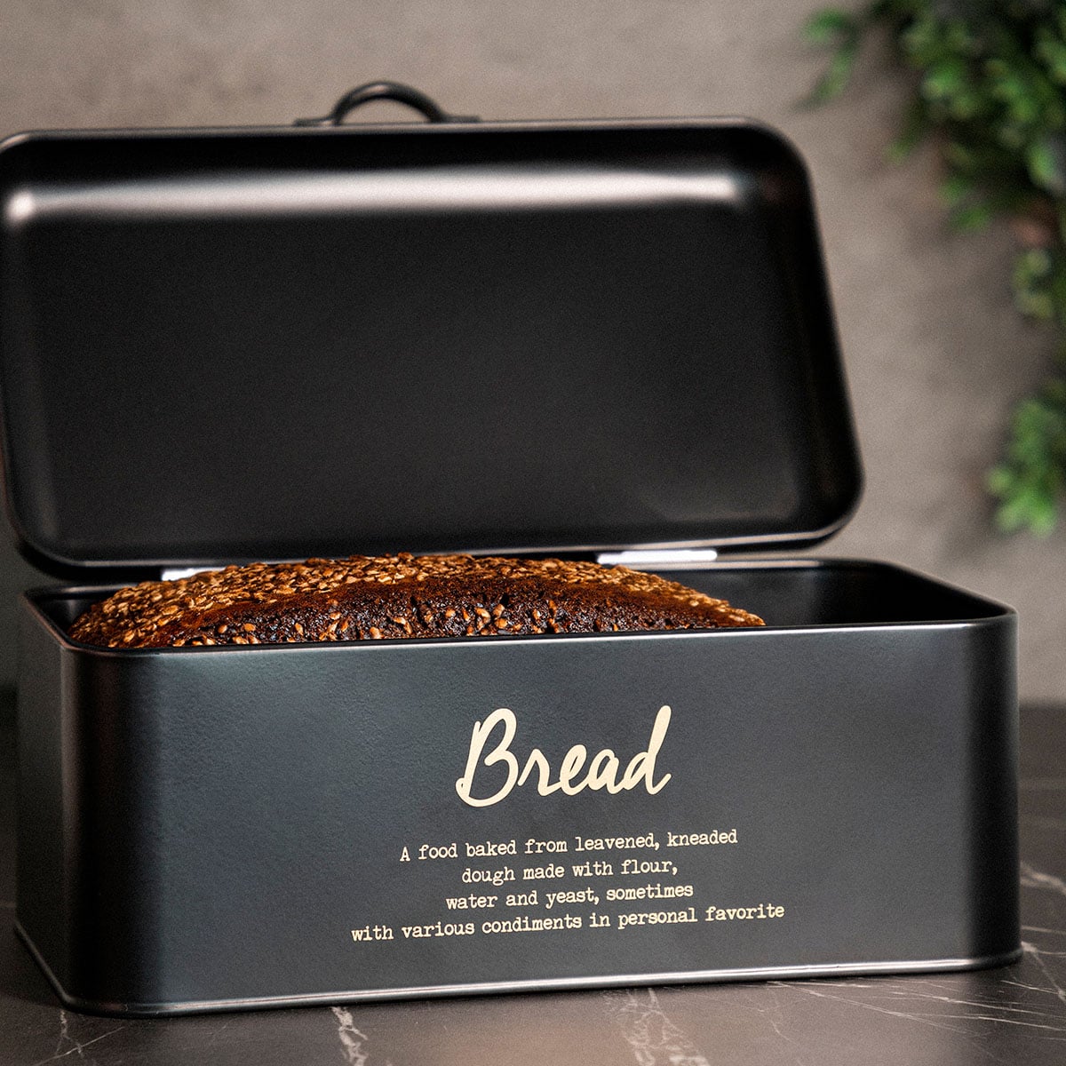 ESCILLE Metal Black Breadbox | Durable Stainless Steel Storage