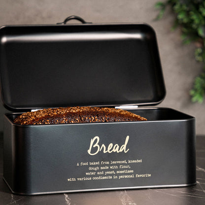 ESCILLE Metal Black Breadbox | Durable Stainless Steel Storage