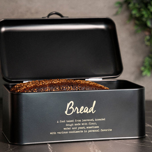 ESCILLE Metal Black Breadbox | Durable Stainless Steel Storage