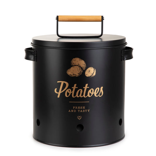 YENNIS Black Metal Potato Bin 11x23x24 cm
