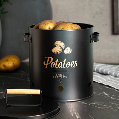 YENNIS Black Metal Potato Bin 11x23x24 cm