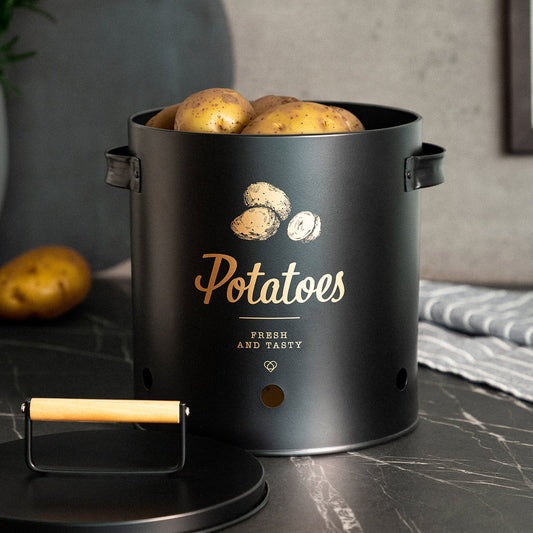 YENNIS Black Metal Potato Bin 11x23x24 cm