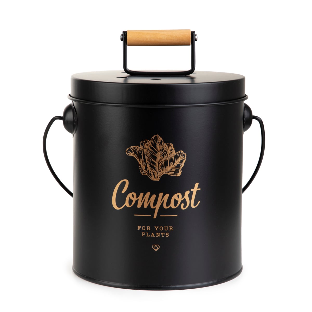 YENNIS Black Compost Bin 16x16x23 cm Stainless Steel