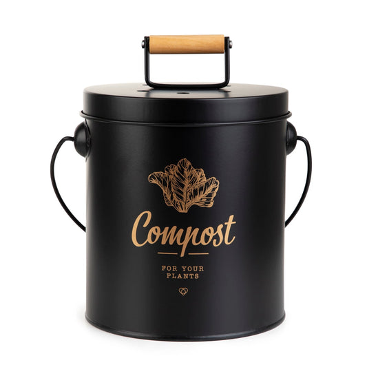 YENNIS Black Compost Bin 16x16x23 cm Stainless Steel